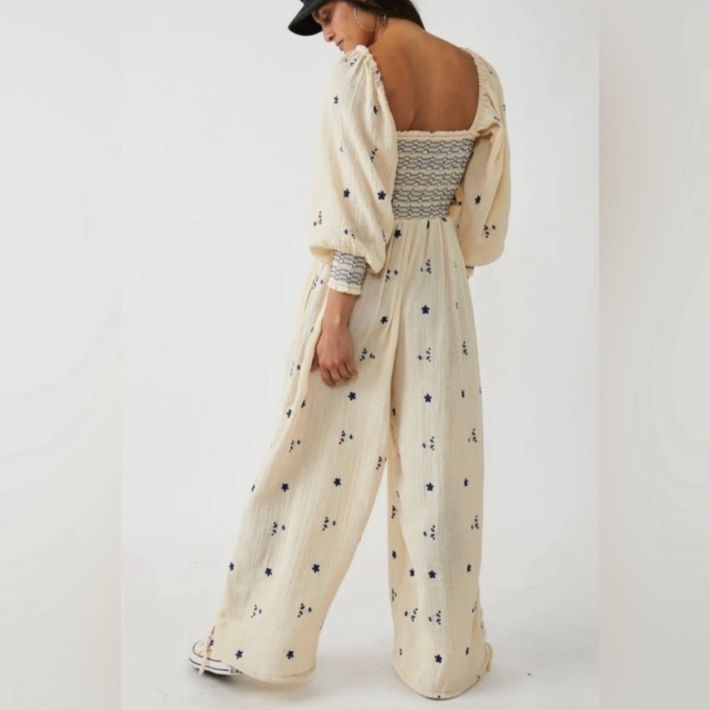 FREE PEOPLE Dahlia Embroidered Jumpsuit NEW Size XS Washed Out - Picture 9 of 15